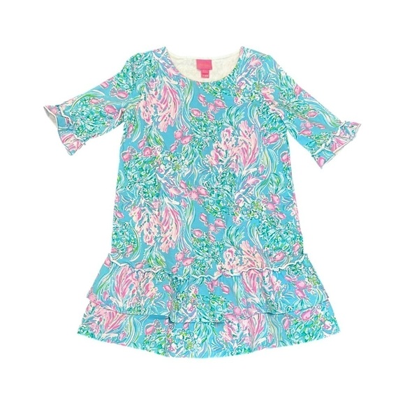 Lilly Pulitzer Other - Lilly Pulitzer Kailyn Tiered Ruffle Dress Amalfi Blue Girl’s XL (12-14) 007629